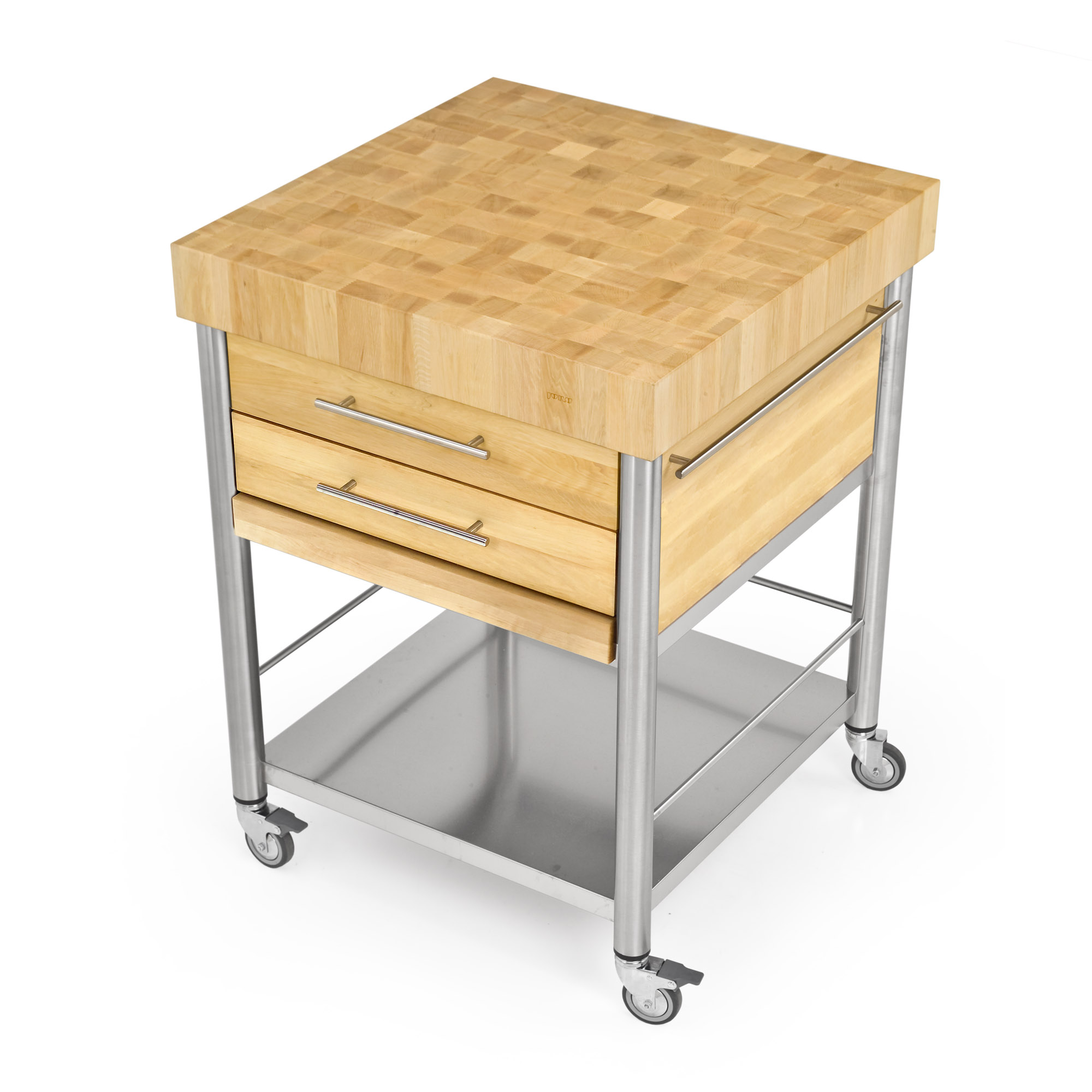 Kuchenwagen Weissbuche Stirnholz 2 Schubladen 70 X 70