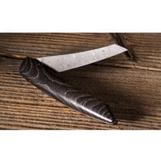 Pocket/Steak knife Damascus, Ash black 