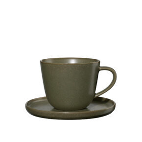 Kaffeetasse mit Unterteller 
olive 