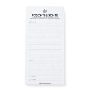Notizblock Poschti-Liste 