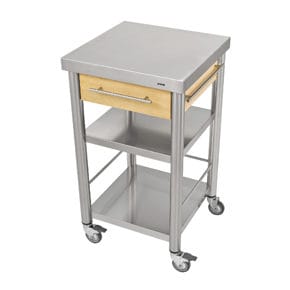 Kitchen trolley white beech stainless steel1 drawer50 x 50 