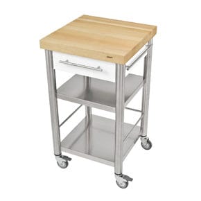Kitchen trolley Corian white / white beech1 drawer50 x 50 