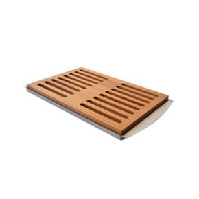 Breadboard cherry wood
with stainless steel tray 