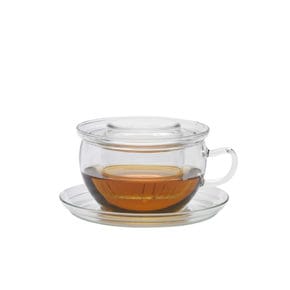 Tasse à thé avec filtre en verre et soucoupe 0.3 lt 