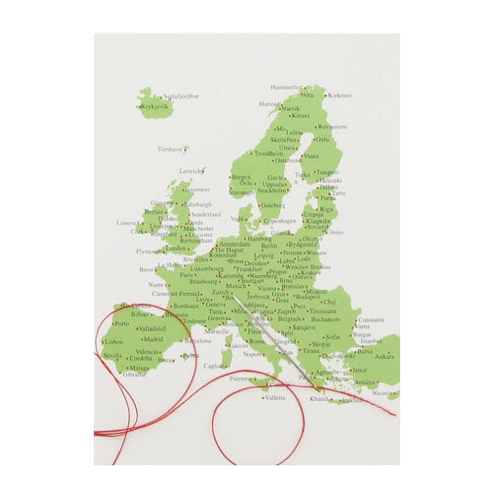 Broderie carte postale Europe 