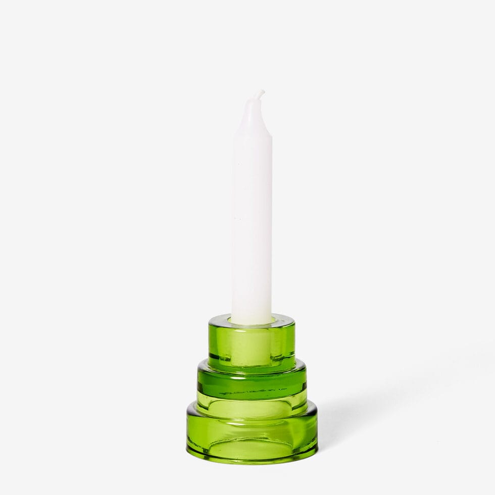 Candlestick 2in1 glass green 