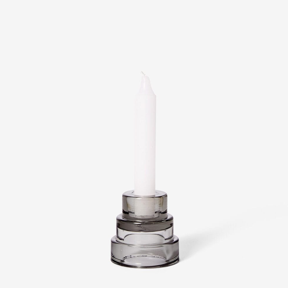 Candlestick 2in1 glass gray 