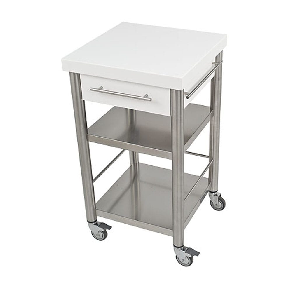 Kitchen trolley Corian white1 drawer50 x 50 