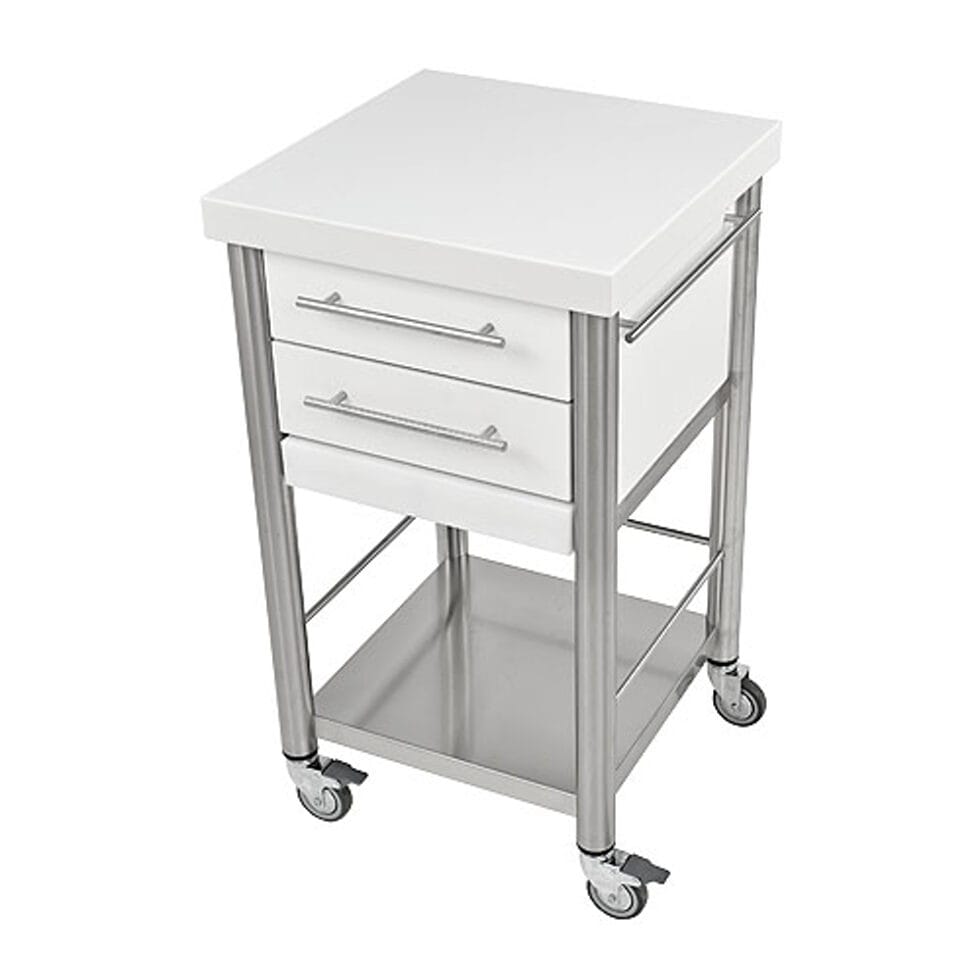 Kitchen trolley Corian white2 drawers50 x 50 