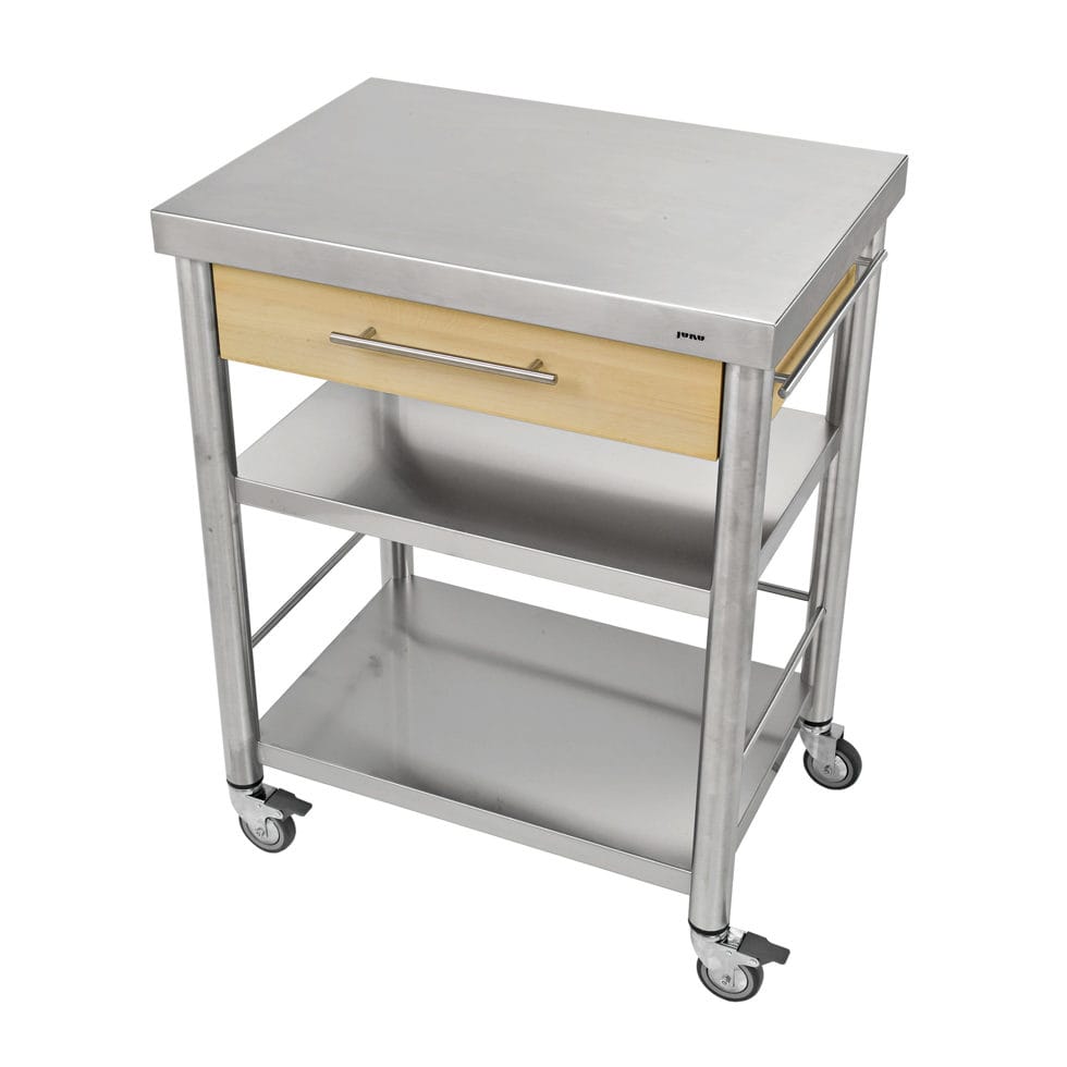 Kitchen trolley white beech stainless steel1 drawer50 x 70 