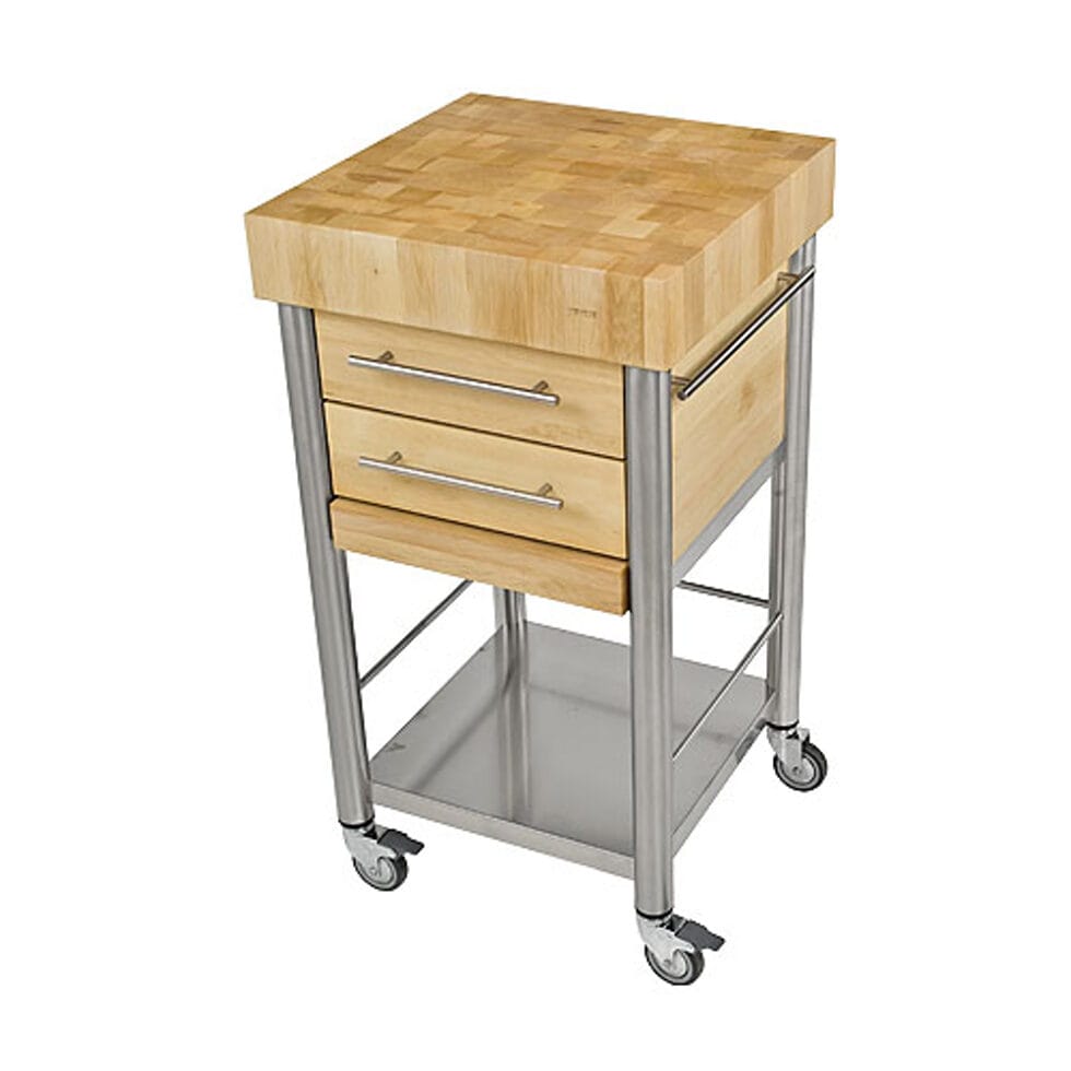 Kitchen trolley white beech forehead wood2 drawers50 x 50 