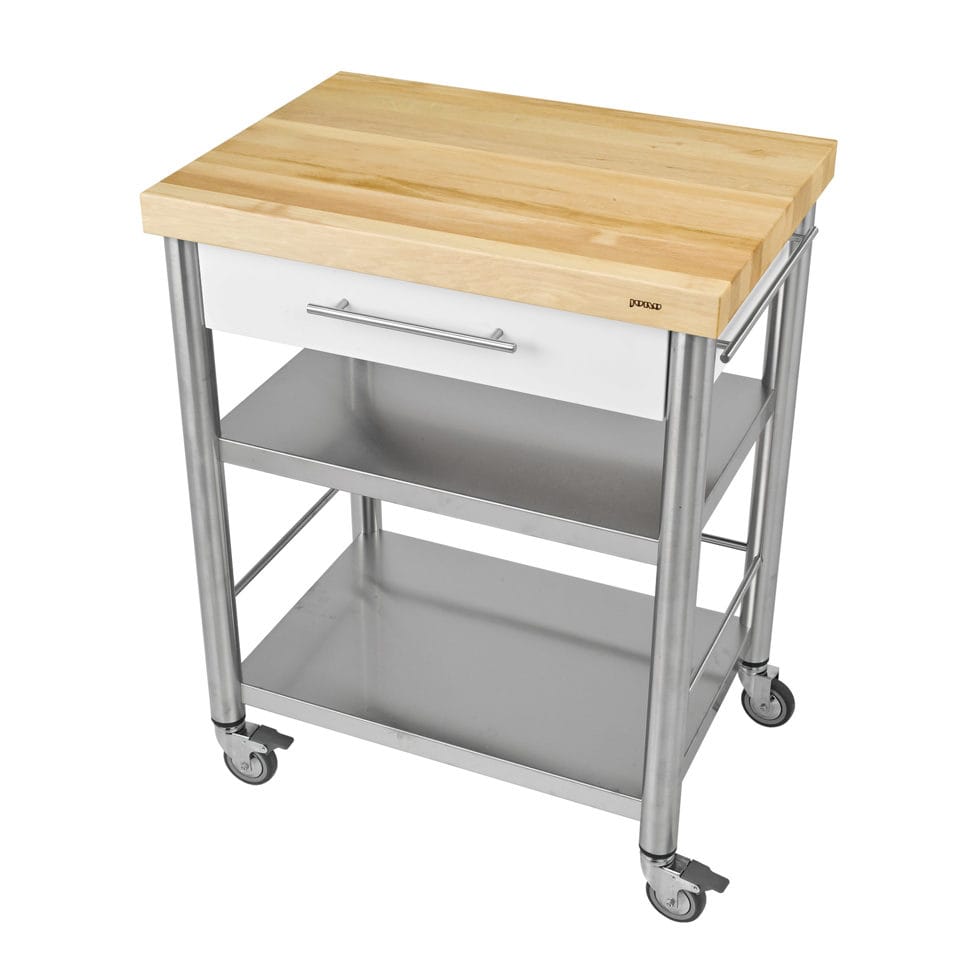 Kitchen trolley Corian white / white beech1 drawer50 x 70 
