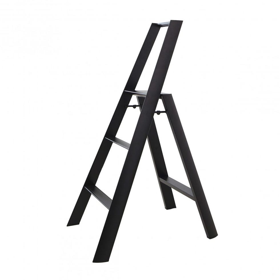 Folding ladder 3 steps black 