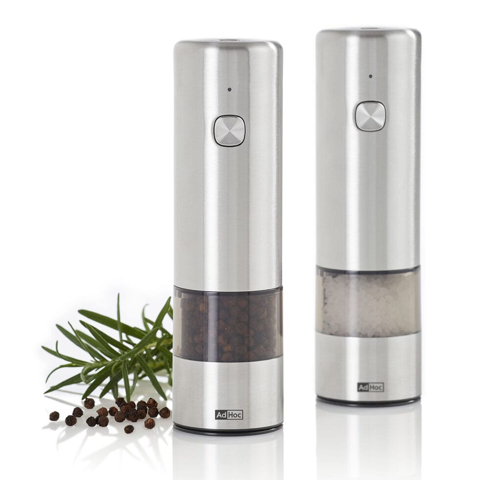 Electric pepper or salt mill
with light, chrome 