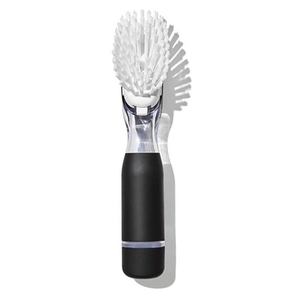 Dish brush with soap dispenser with handle 