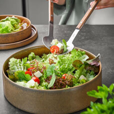 Salad servers with wooden handle 