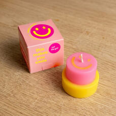 Smiley Kerze pink, klein