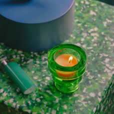 Bougeoir 2en1 verre vert 