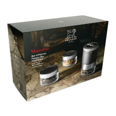 Moulin à poivre avec récipient en verre
Moulin & 3 verres 