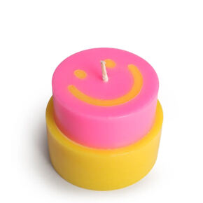 Smiley Kerze pink, gross 
