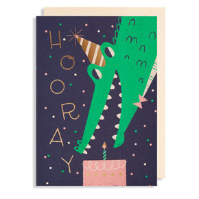 Folded card crocodile party hat 