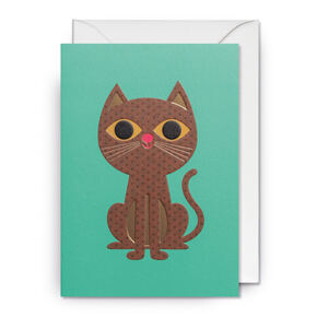 Folded card cat brown 