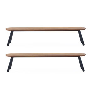 Banc noir 220 cm Lot de 2 