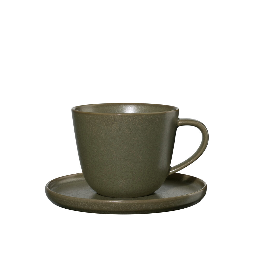 Kaffeetasse mit Unterteller 
olive 