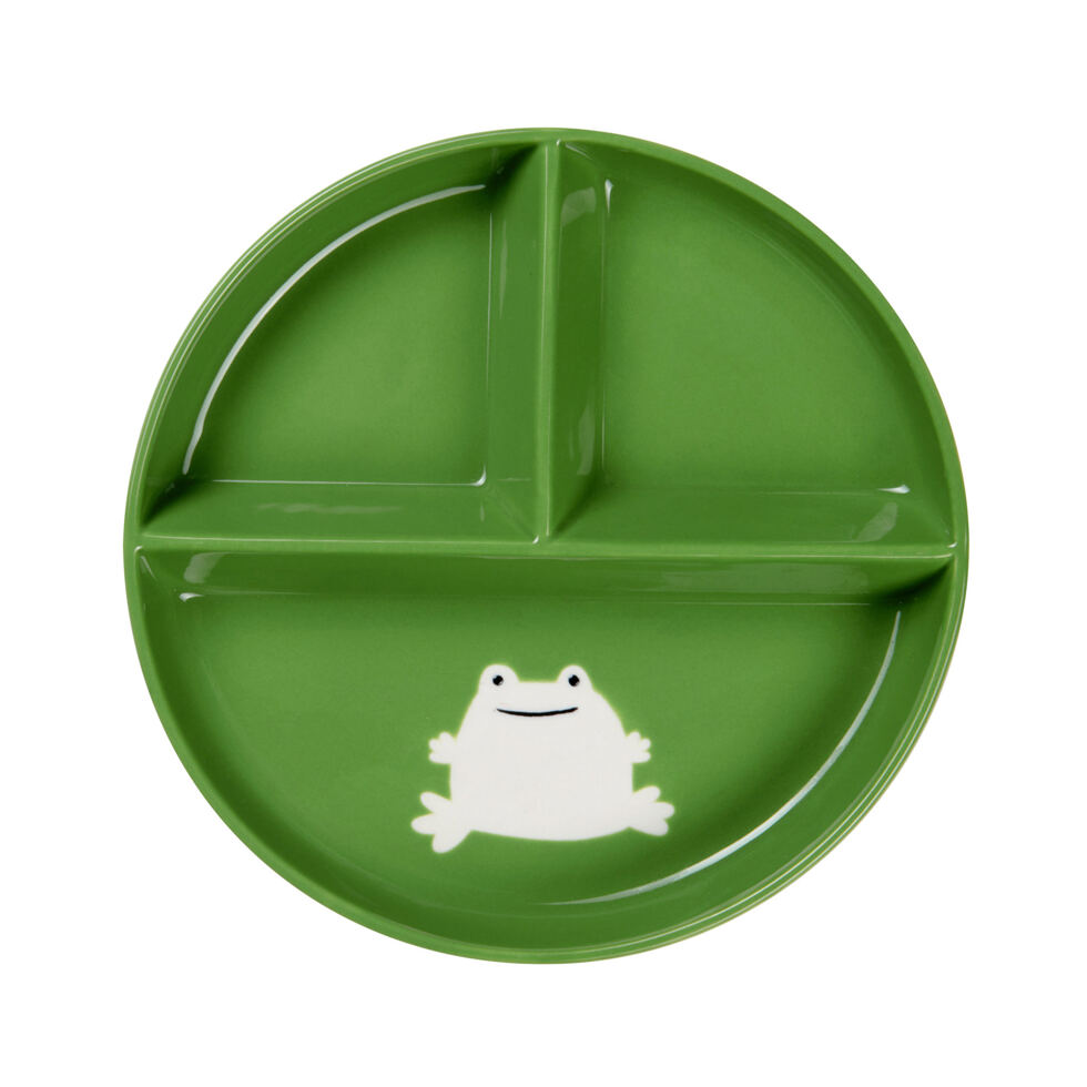 Teller grün,
Frosch 