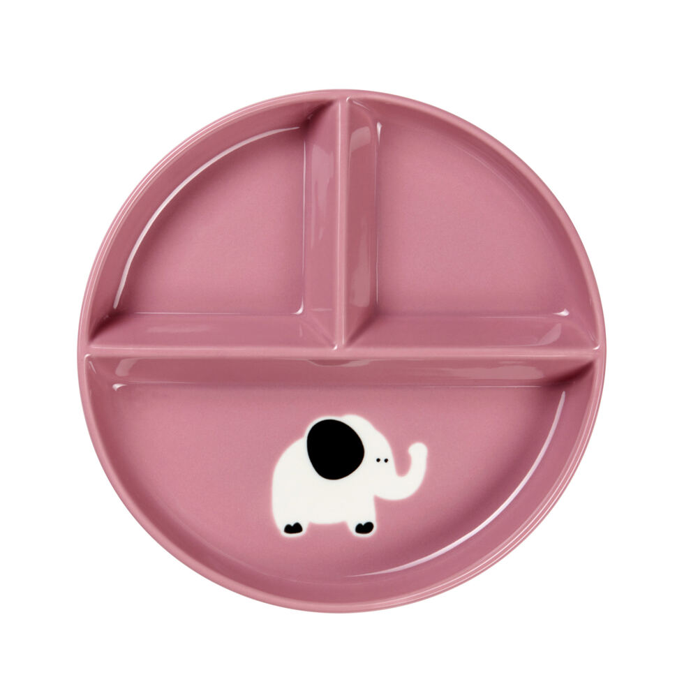 Teller lila,
Elefant 