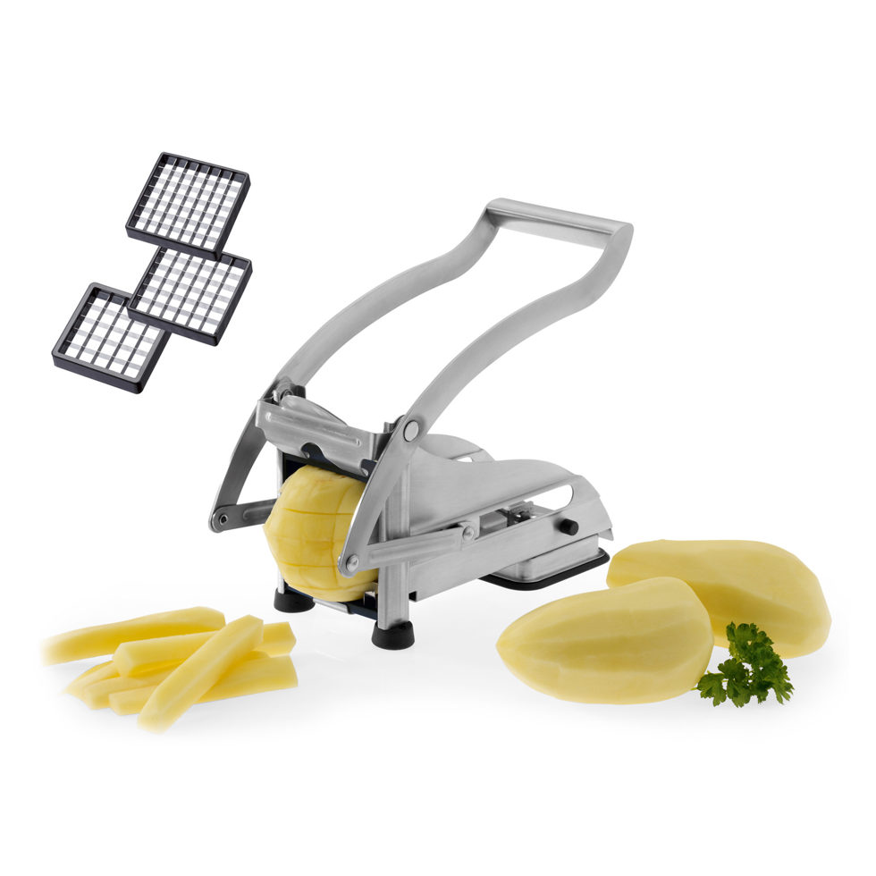 French fries and vegetable fritter with 3 different inserts 