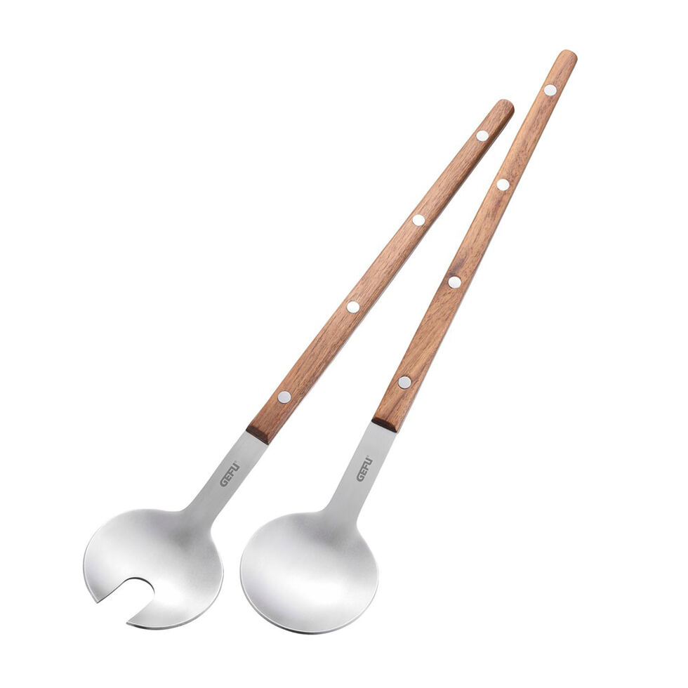 Salad servers with wooden handle 