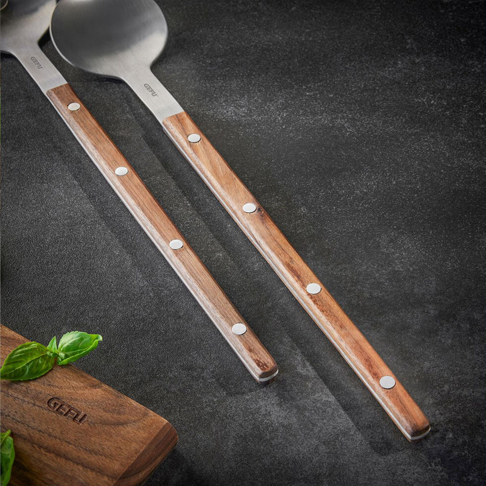 Salad servers with wooden handle 