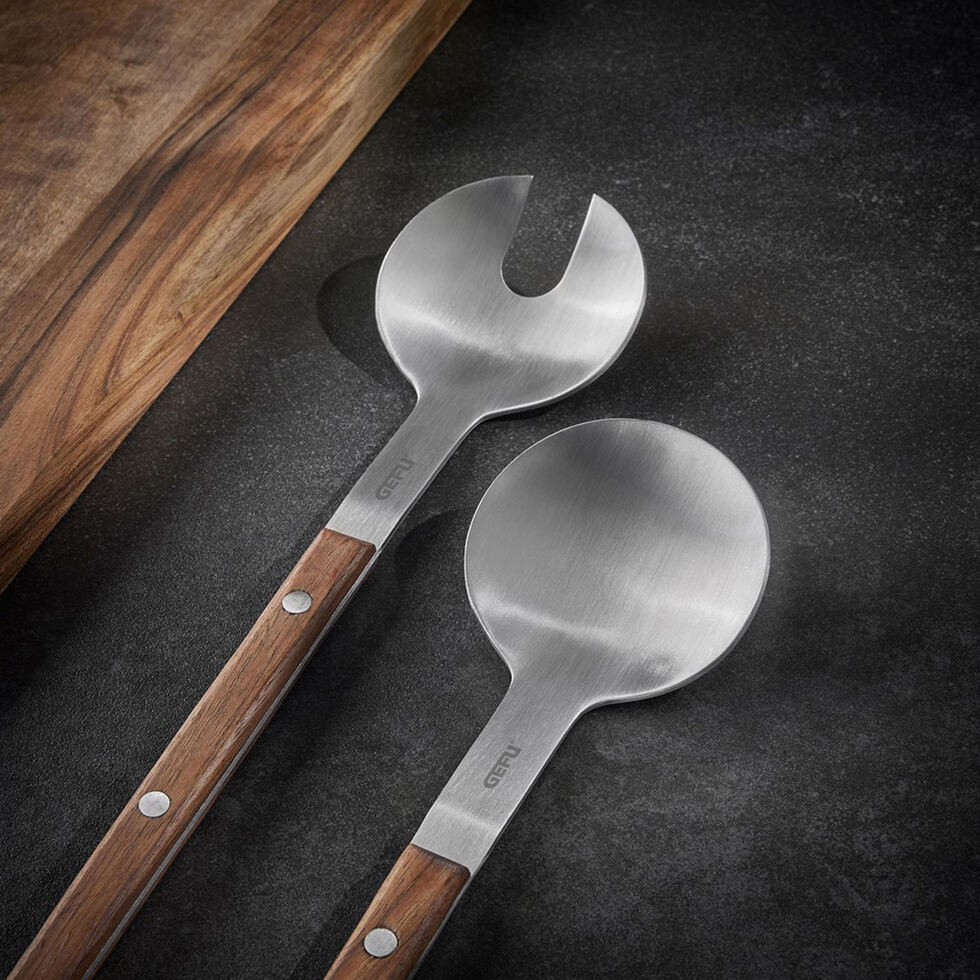 Salad servers with wooden handle 