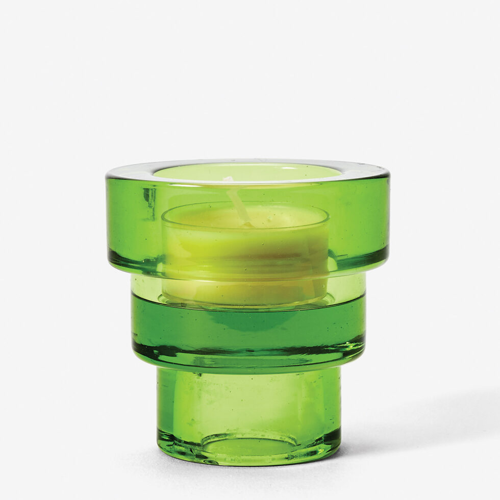 Bougeoir 2en1 verre vert 