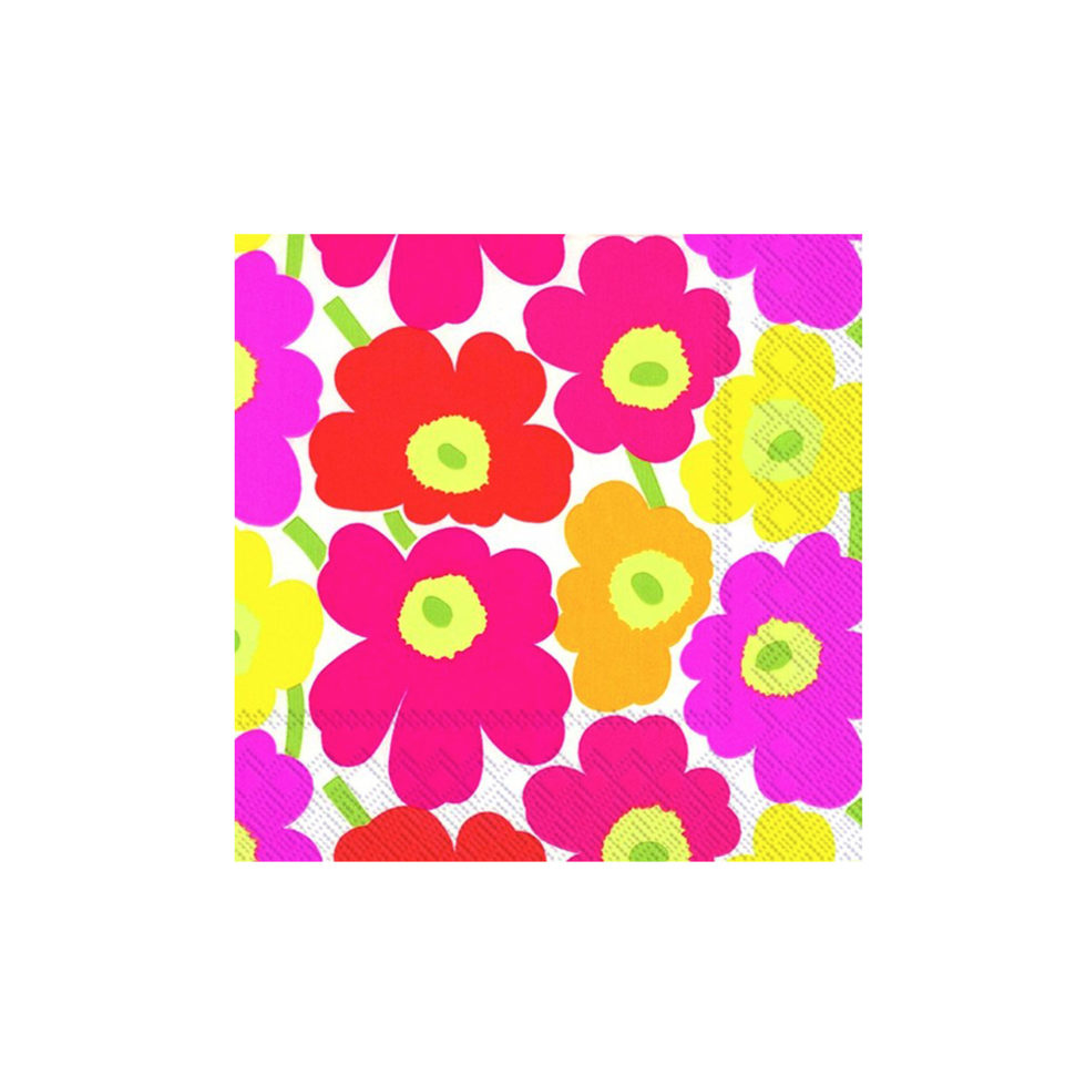 Papierservietten 
Unikko bunt / weiss 