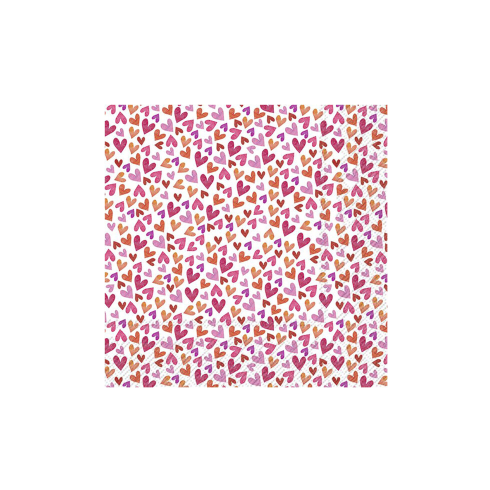 Papierservietten 
Viele Herzen rot 