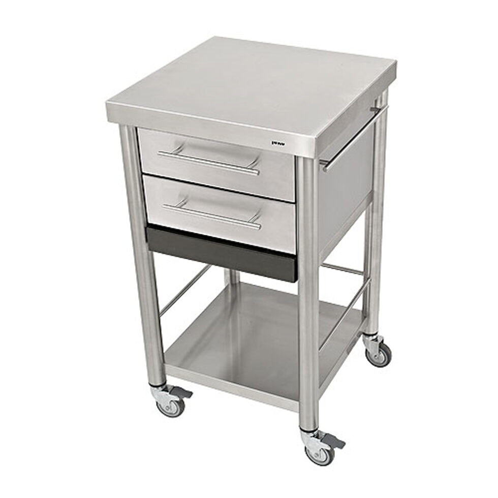 Kitchen trolley stainless steel2 drawers50 x 50 