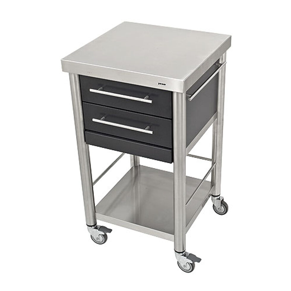 Chariot de cuisine Corian noir2 tiroirs50 x 50 