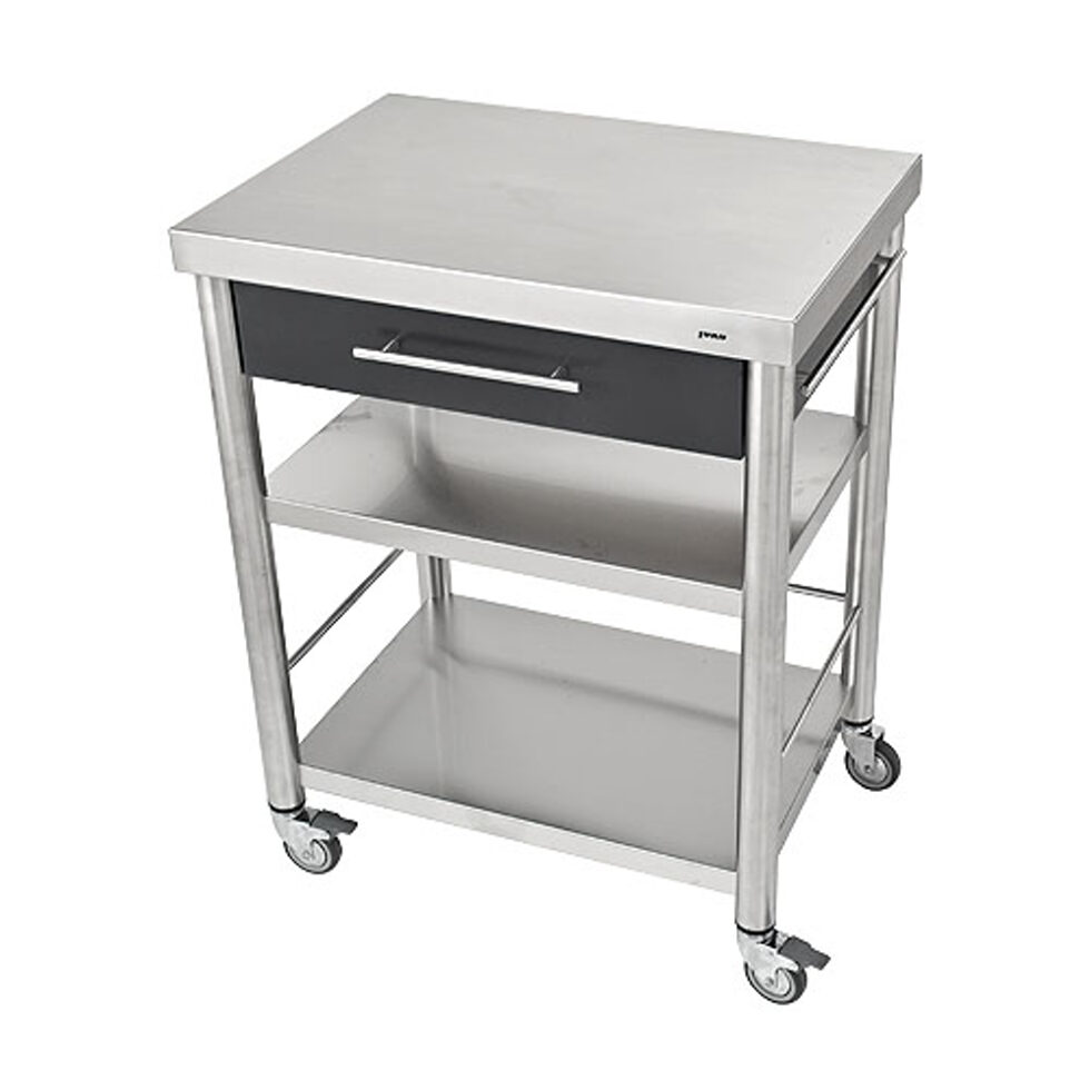 Chariot de cuisine Corian noir1 tiroir50 x 70 