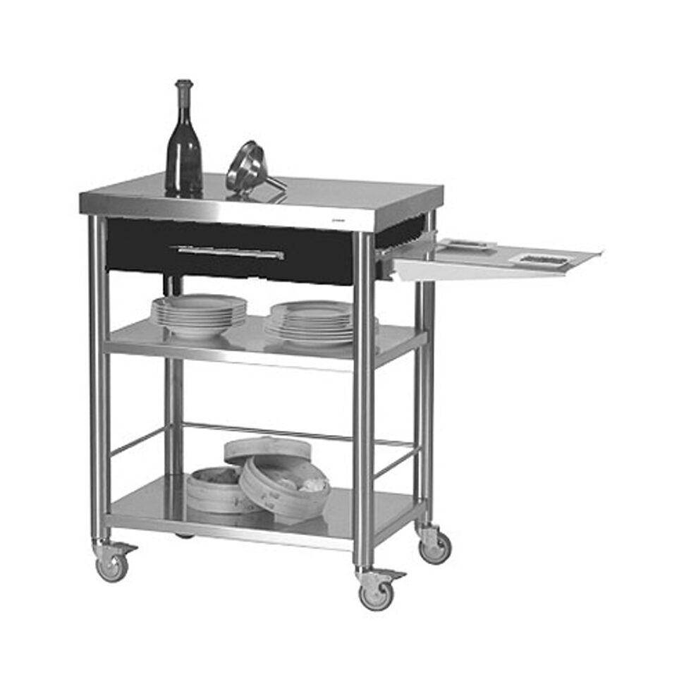 Chariot de cuisine Corian noir1 tiroir50 x 70 