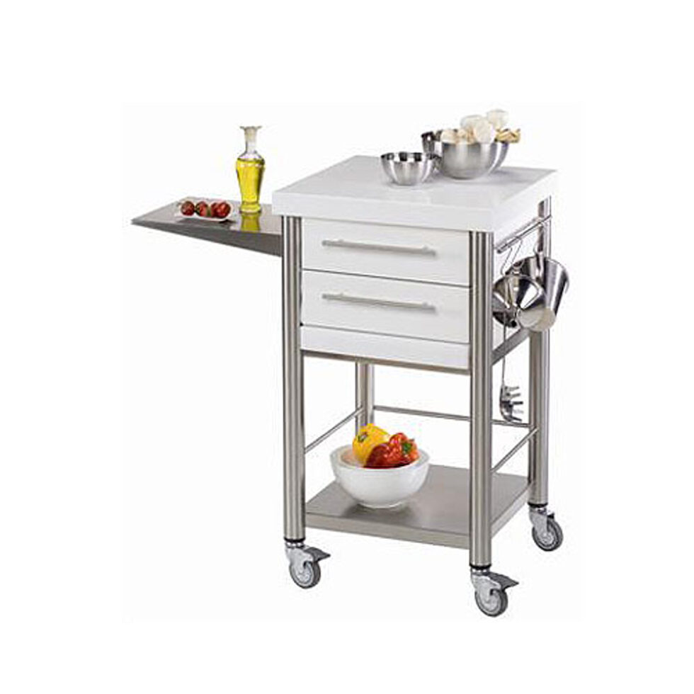 Kitchen trolley Corian white2 drawers50 x 50 