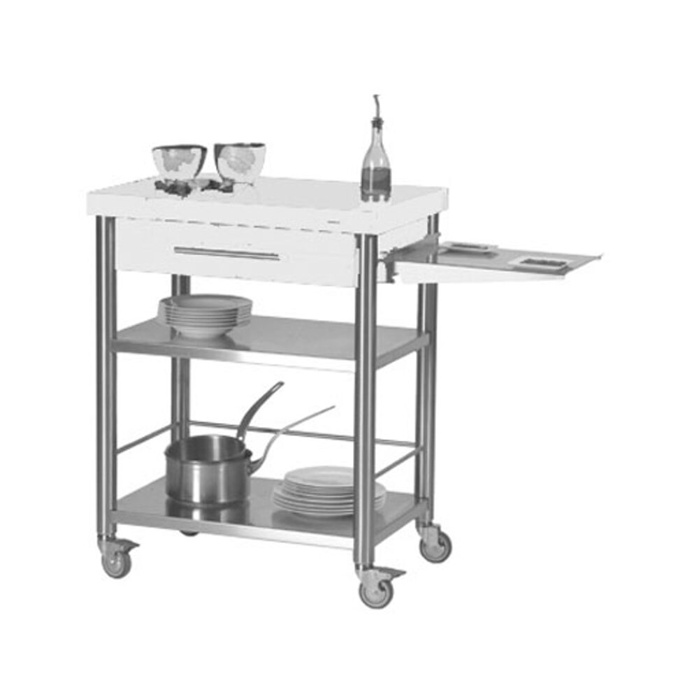 Kitchen trolley Corian white1 drawer50 x 70 