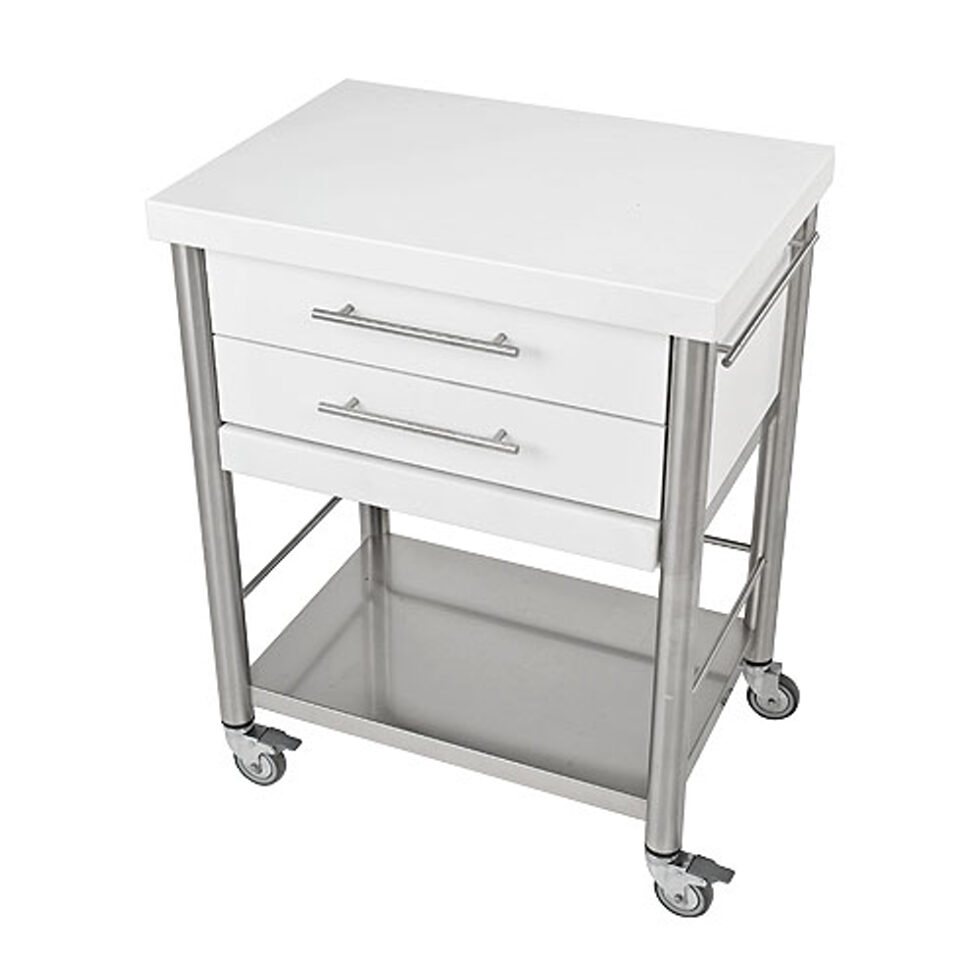 Küchenwagen Corian weiss 
2 Schubladen 
50 x 70 