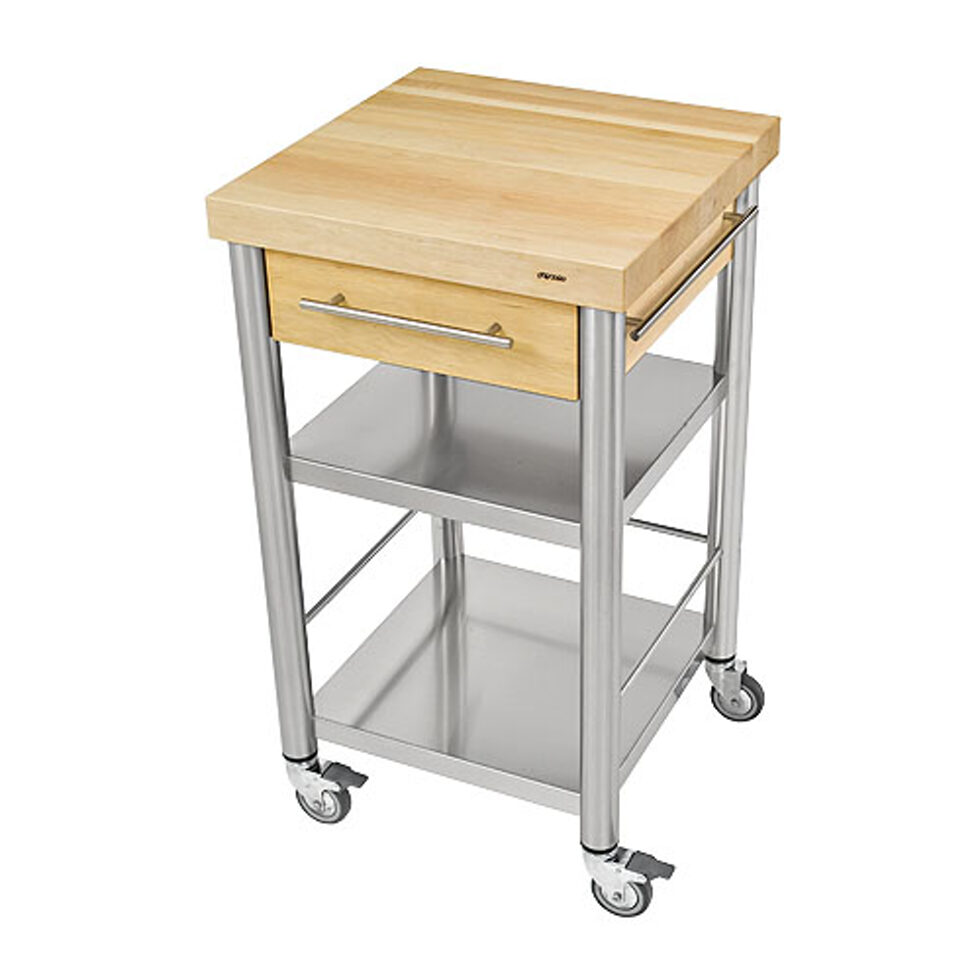 Küchenwagen Weissbuche Längsholz, 
1 Schublade
50 x 50 