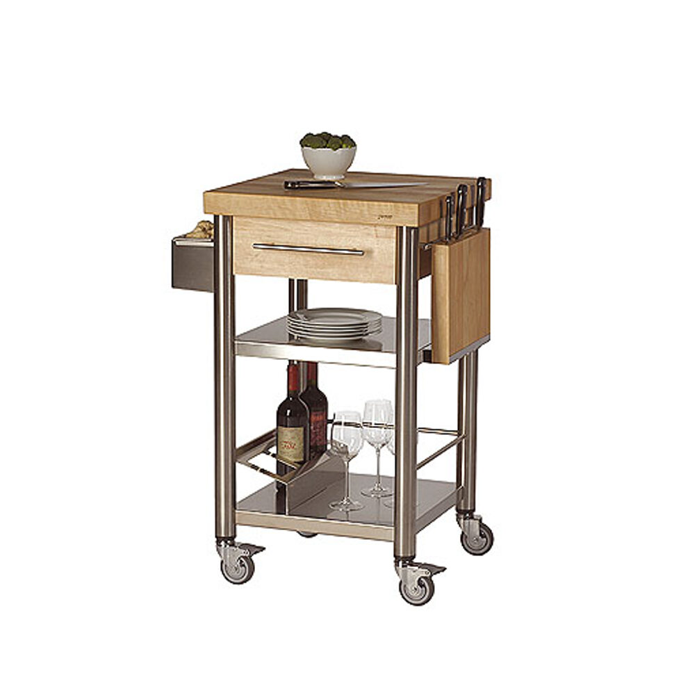 Küchenwagen Weissbuche Längsholz, 
1 Schublade
50 x 50 