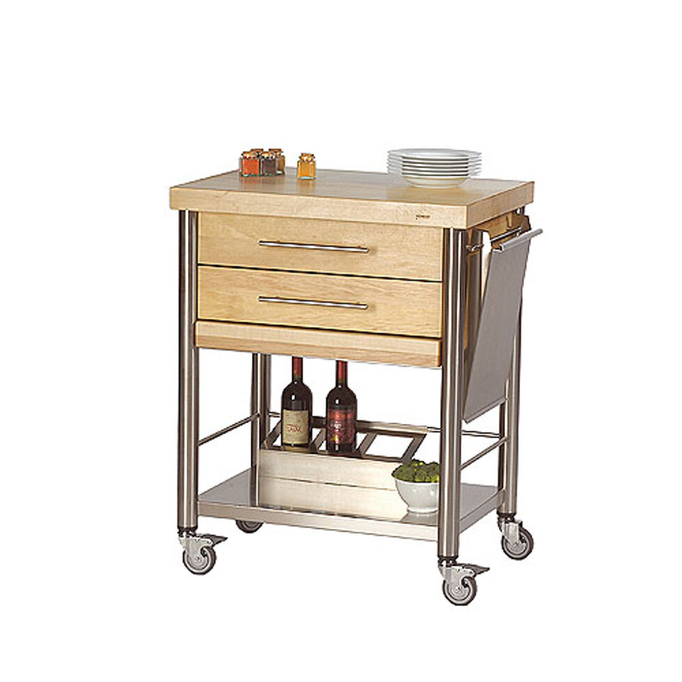 Küchenwagen Weissbuche Längsholz
2 Schubladen 
50 x 70 