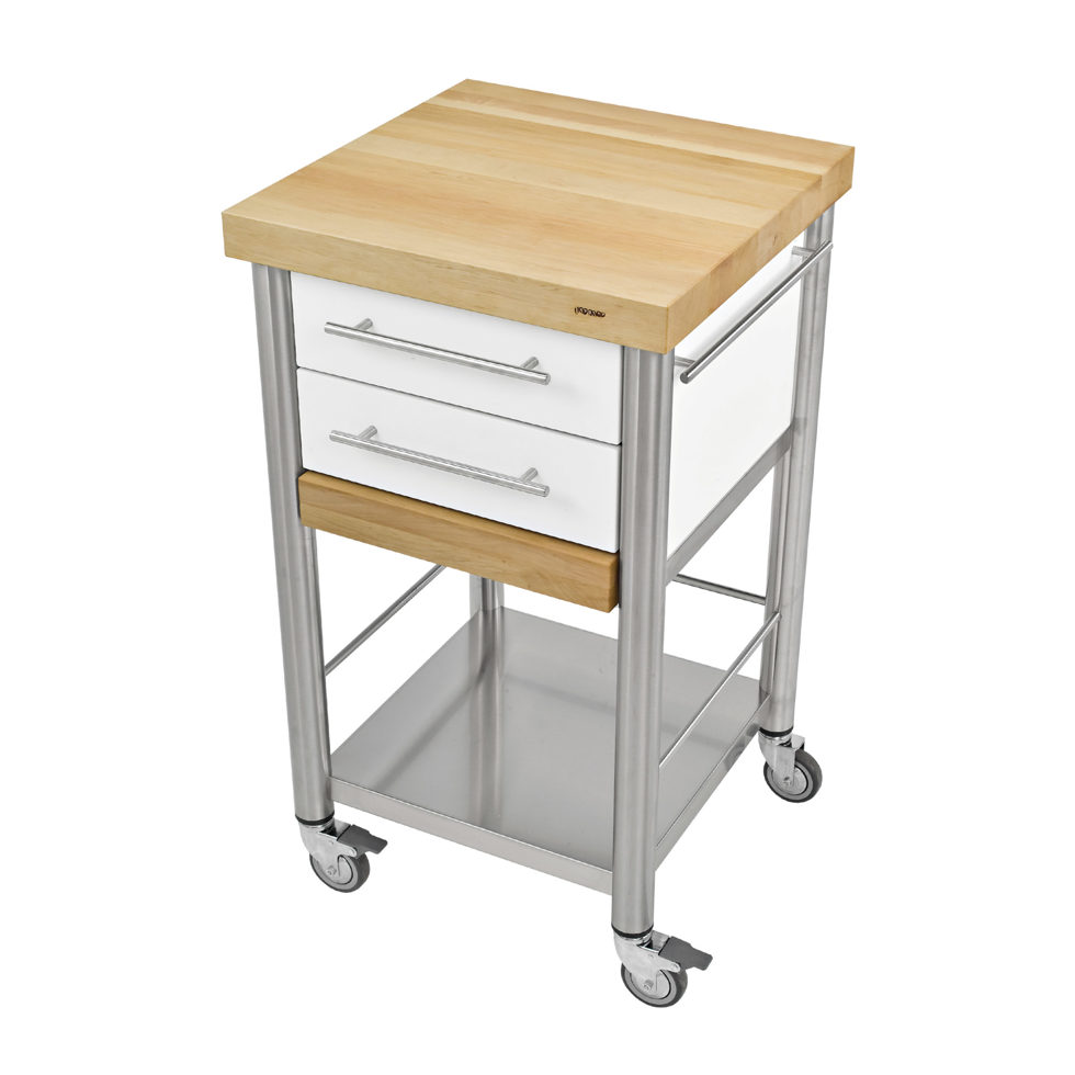 Küchenwagen Corian weiss / Weissbuche
2 Schubladen 
50 x 50 