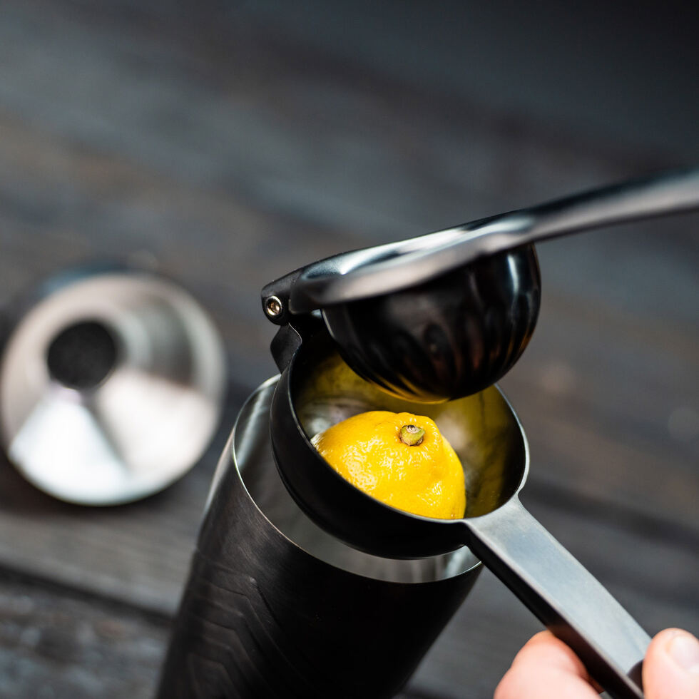 Presse-agrumes avec poignée d`gris 