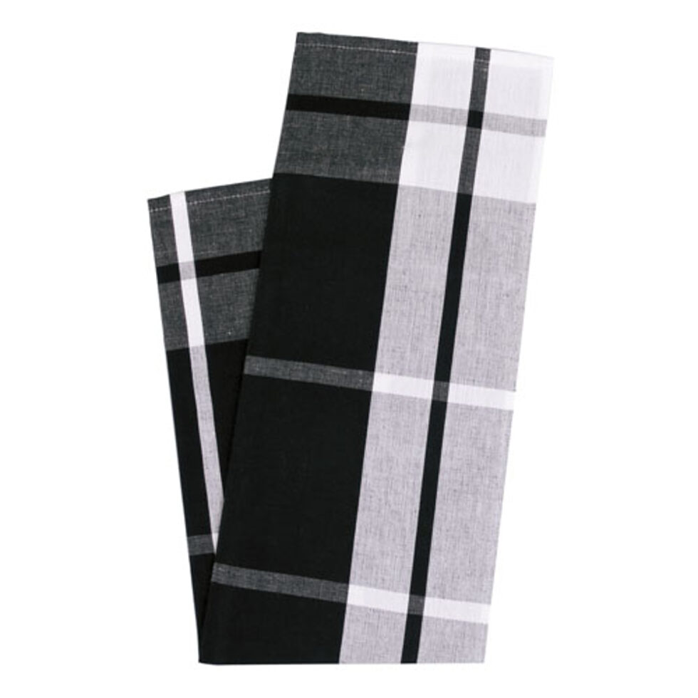 Kitchen towel, check big black 